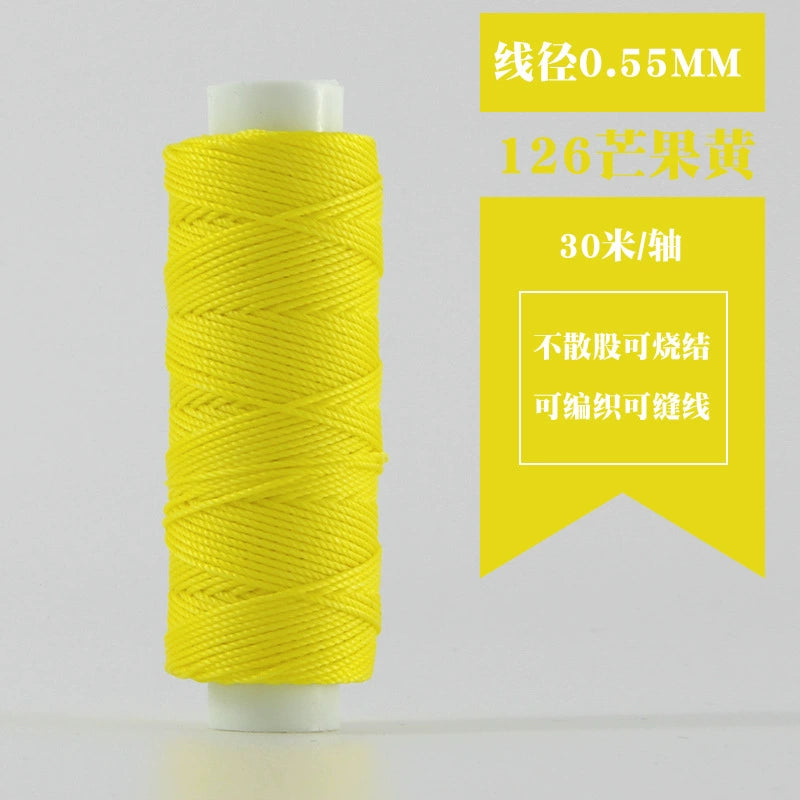Waxed round thread spool 0.55mm, bright yellow for hand stitching leather