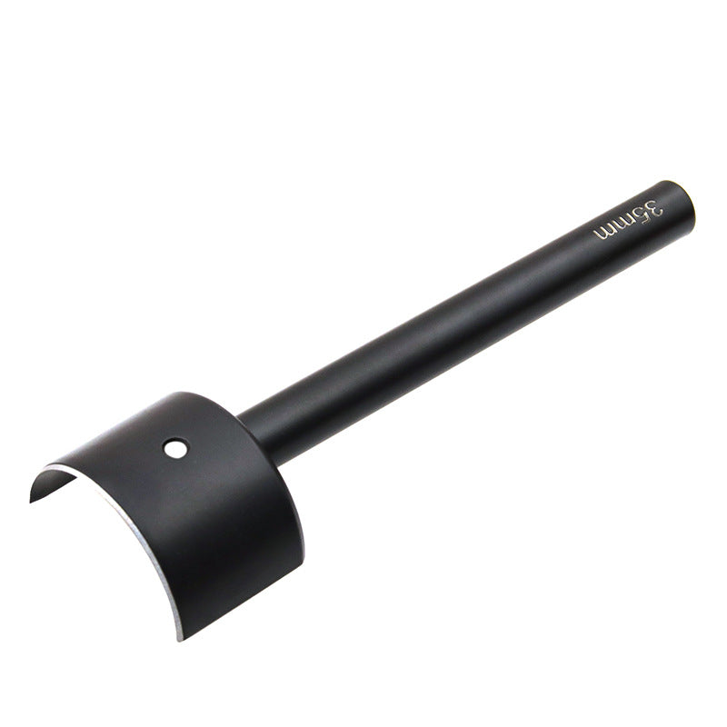 Leather strap end punch with C-shaped semicircle cutting blade and black handle