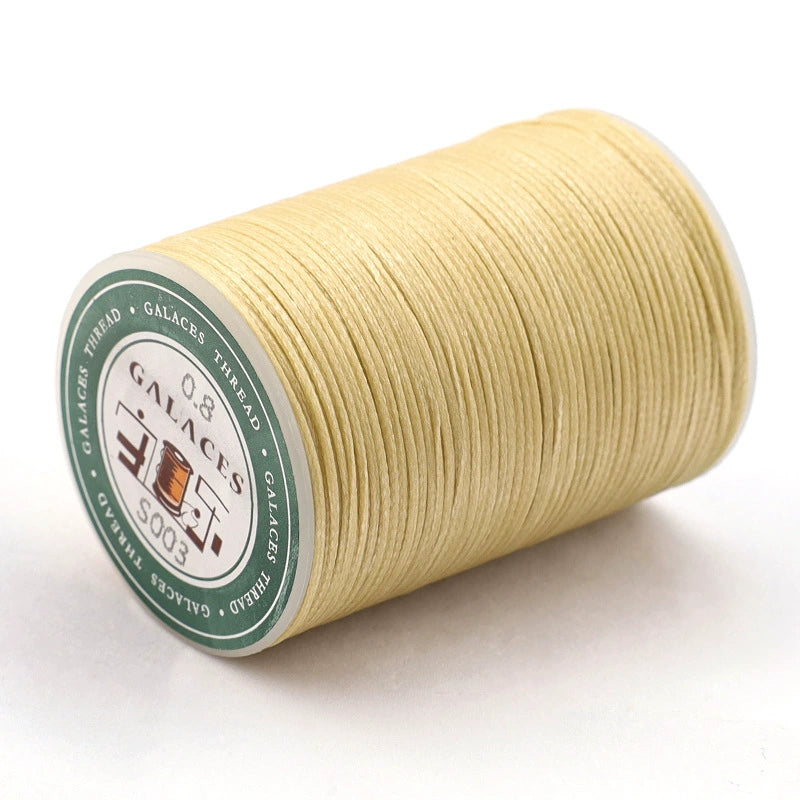 0.8mm flat waxed thread spool, light beige, 16-strand polyester wax cord roll