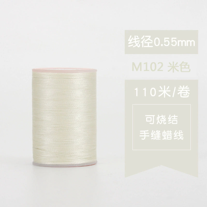 Waxed leather stitching thread spool with cream off-white thread