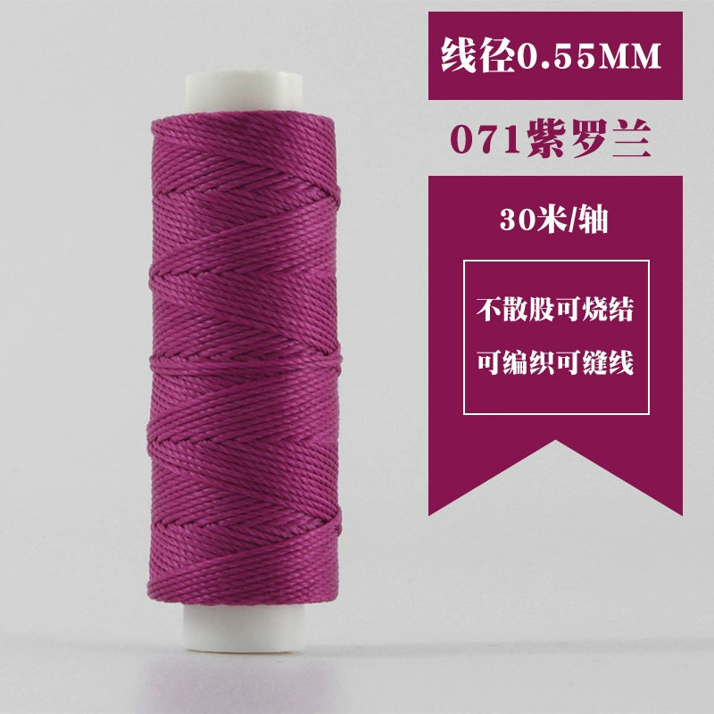Waxed round thread spool, 0.55mm, dark pink, 30m