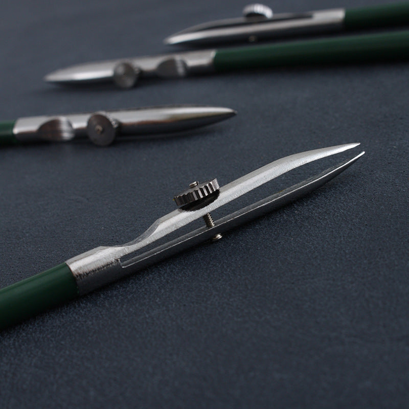 Leather edge dye applicator pens with green handles and metal nibs