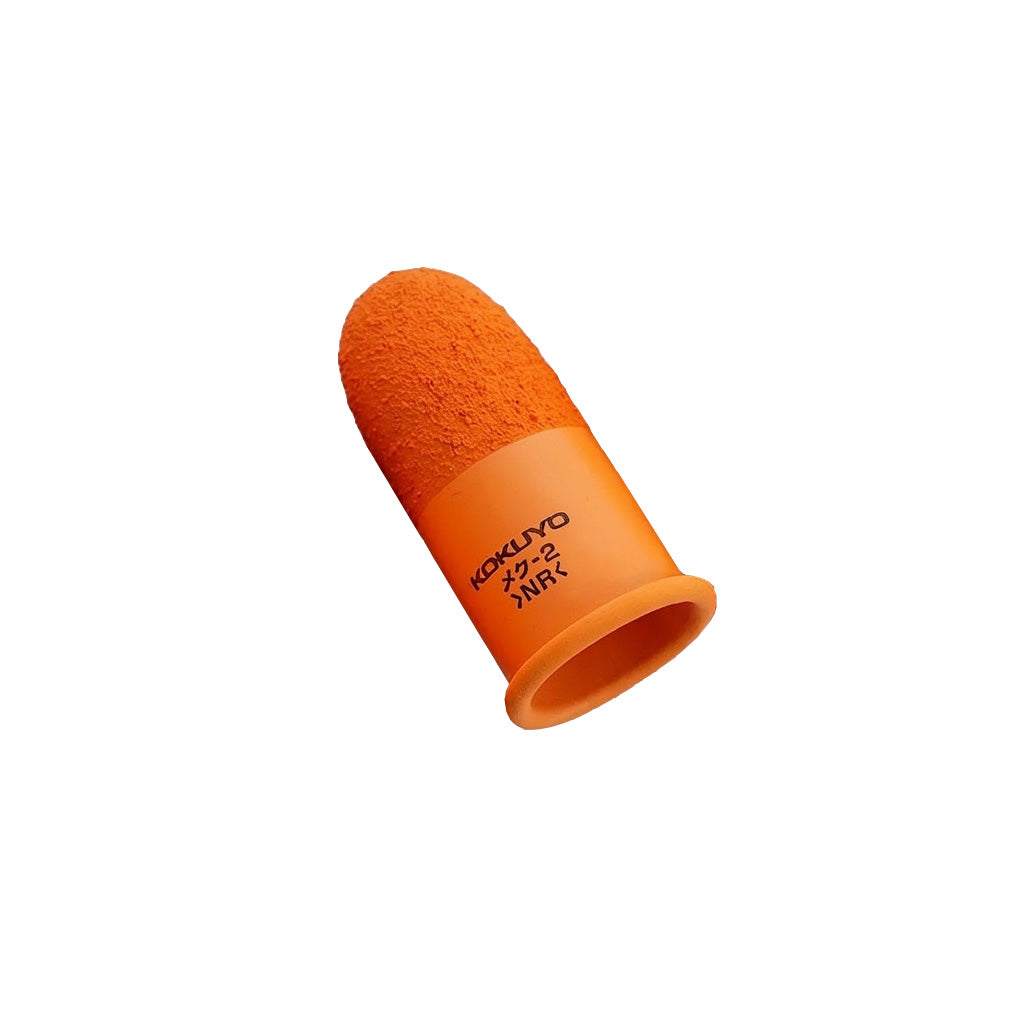 Orange silicone finger guard with textured fingertip cover, single piece