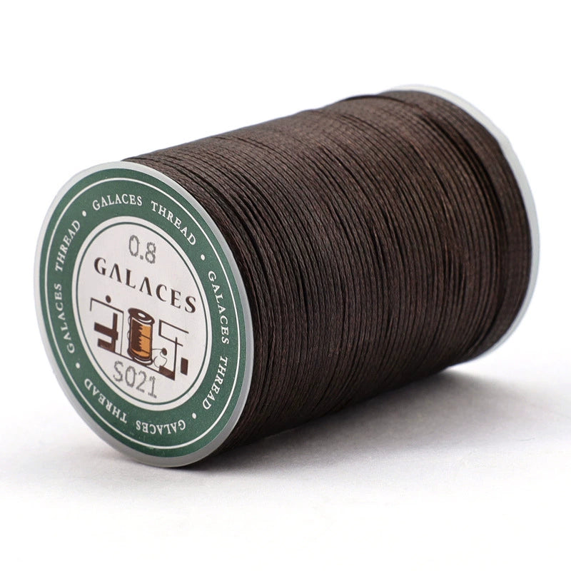 0.8mm waxed thread spool, dark brown, Galaces, 90m roll for leather stitching