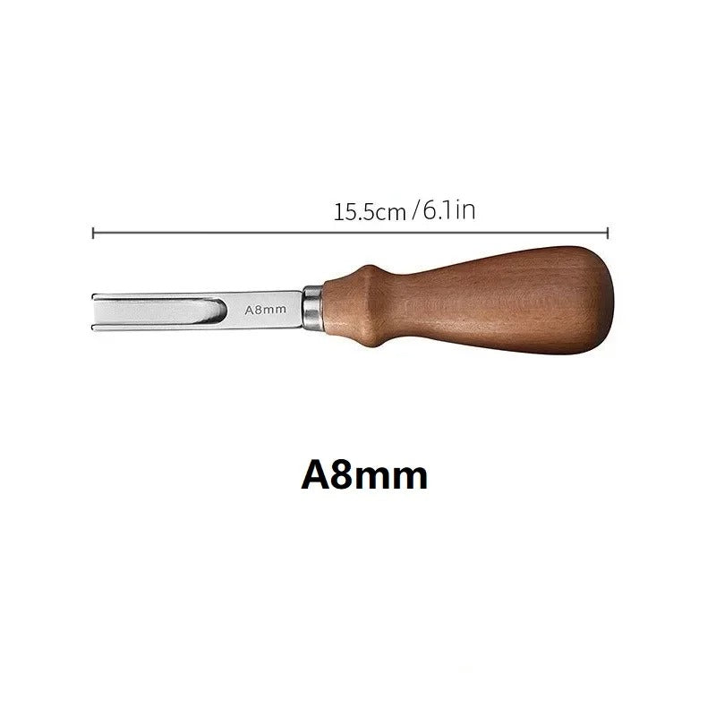 A8mm wide-mouth edge beveler tool with wooden handle and stainless blade