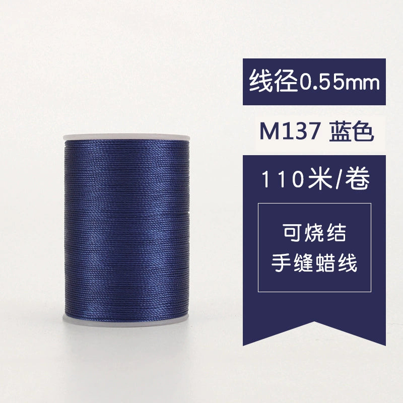 0.55mm waxed leather stitching thread spool, blue