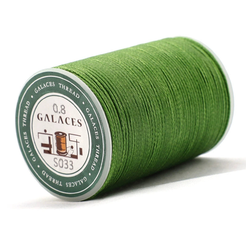 0.8mm waxed thread spool, green, Galaces, 90m roll for leather stitching