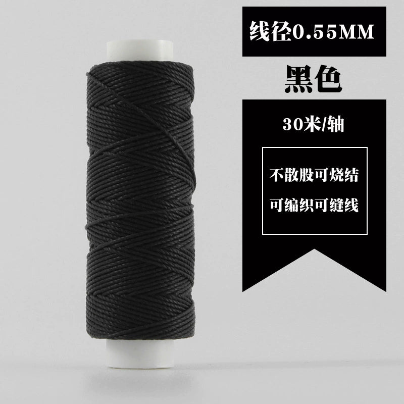 Waxed round thread spool, black