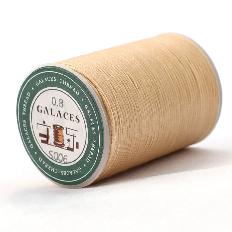 0.8mm flat waxed thread spool, tan, 16-strand polyester wax cord roll
