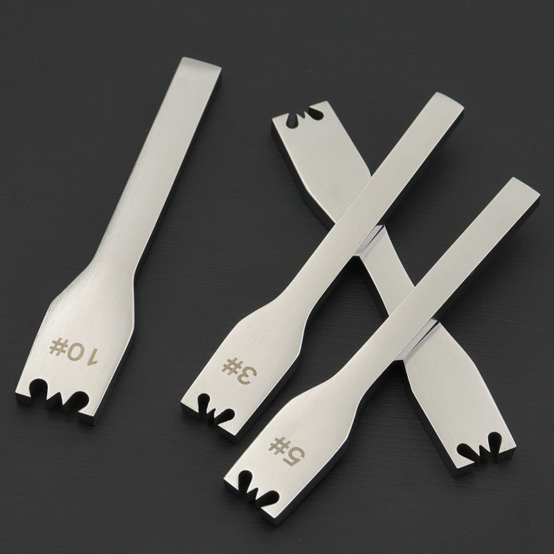 Stainless steel zipper tooth detacher tools for 3#, 5#, and 10# zippers, set of three