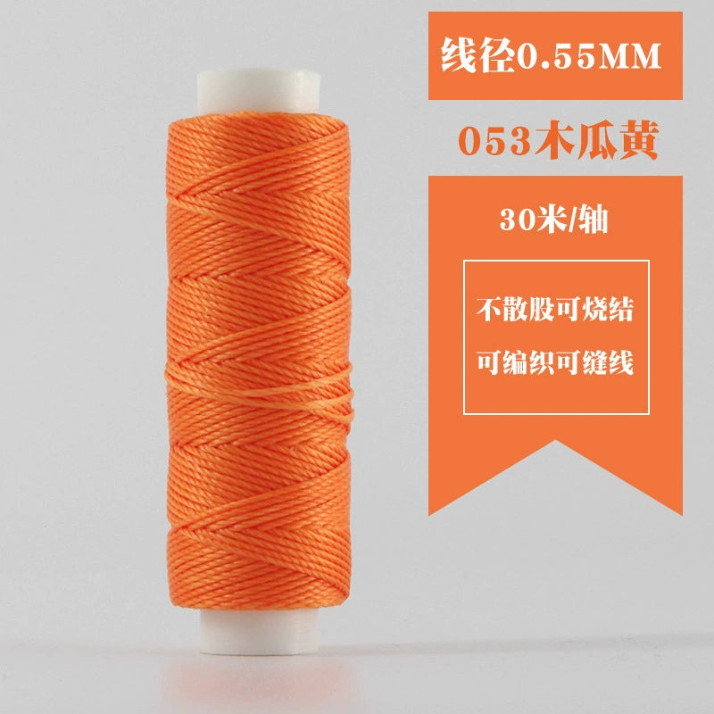 Waxed round thread spool, 0.55mm, orange, 30m