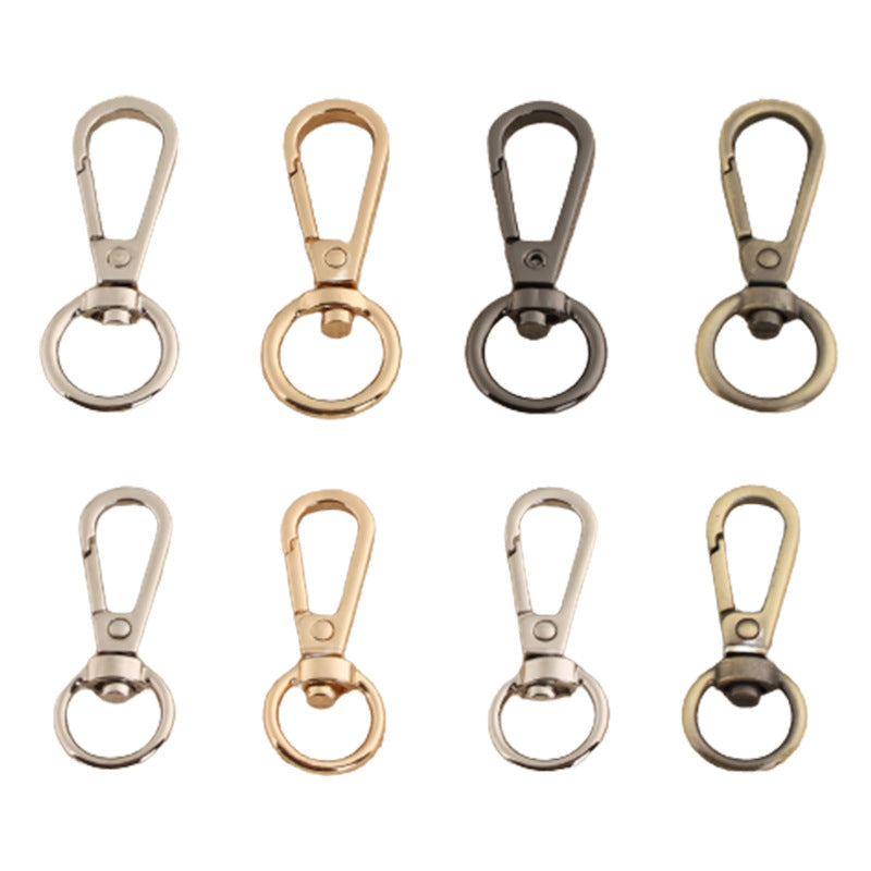 Swivel lobster claw bag hook buckles in silver, gold, dark, and warm brass finishes