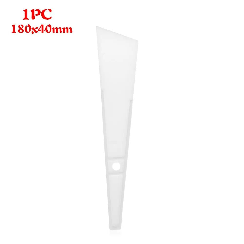 White plastic glue applicator with tapered pointed tip and hanging hole