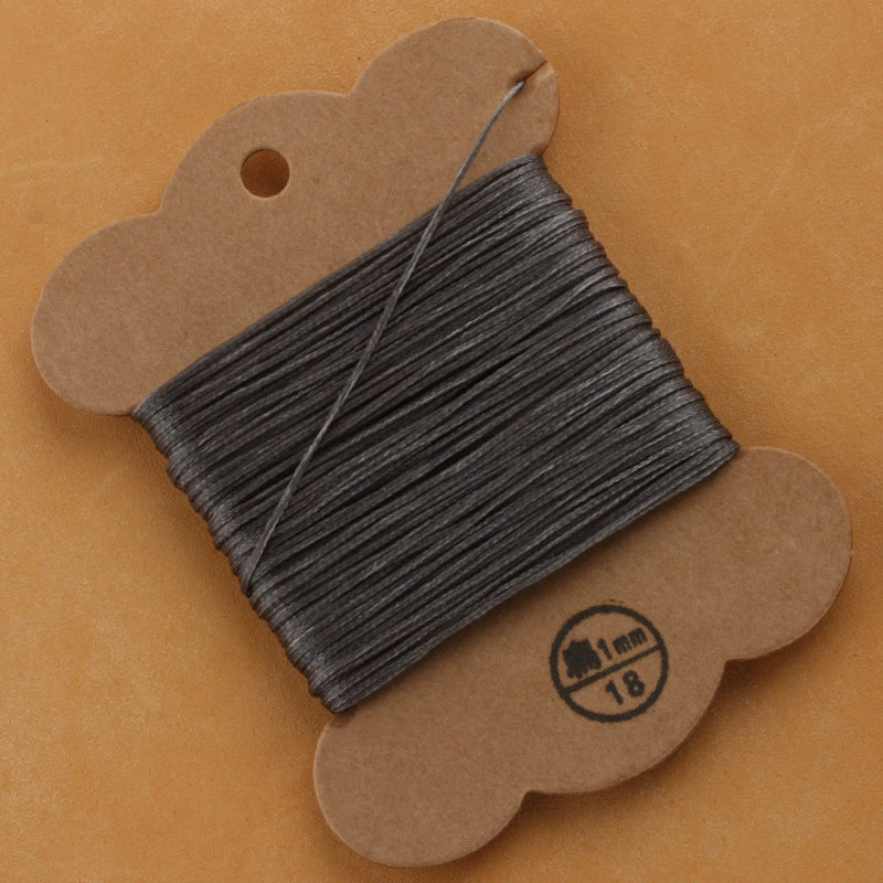 1mm waxed polyester thread spool, dark charcoal gray flat thread for leather sewing
