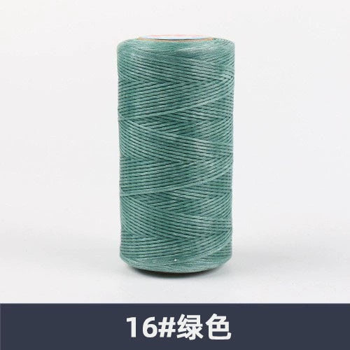 Waxed polyester sewing thread spool, greenish teal, flat 150D, 260 m