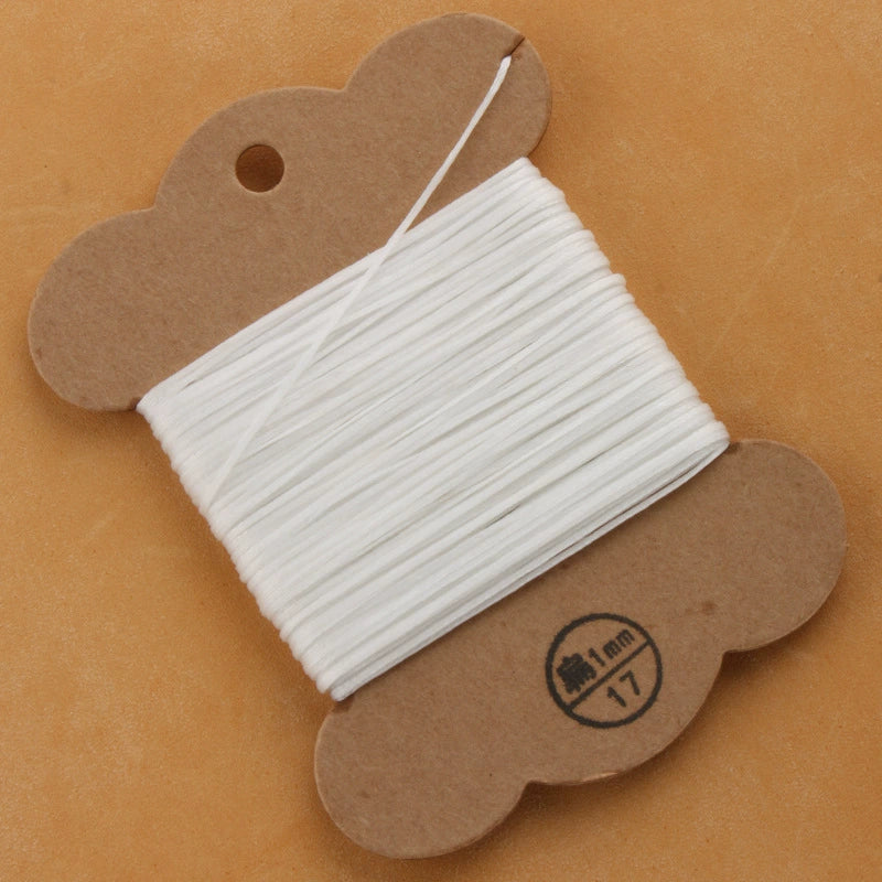 1mm waxed polyester thread spool, bright white flat thread for leather sewing