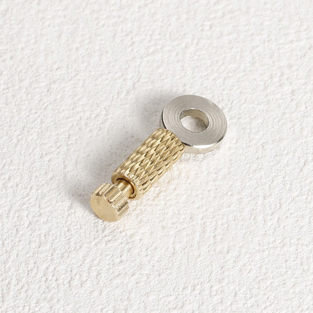Leather sewing positioning needle with brass shaft and round metal washer ring