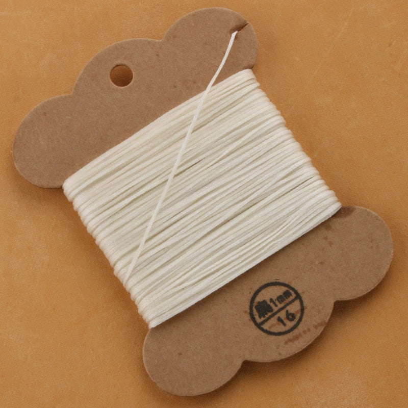 1mm waxed polyester thread spool, white flat thread for leather sewing