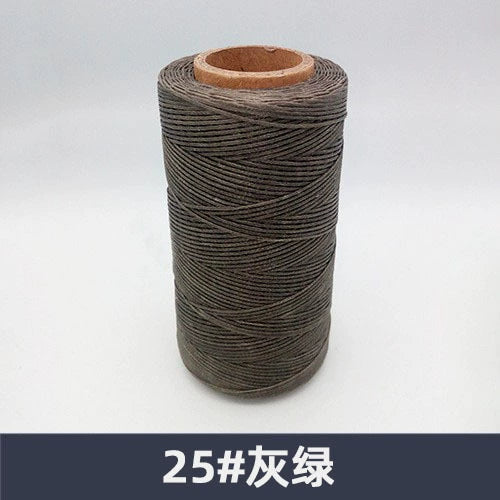 Waxed polyester sewing thread spool, dark gray-green, 150D flat thread