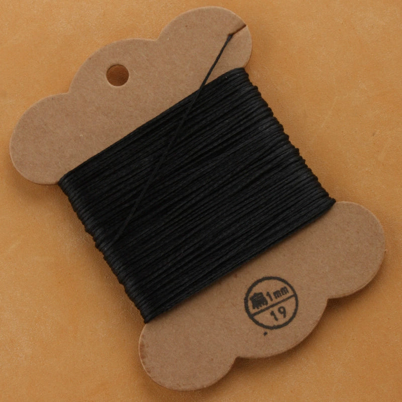 1mm waxed polyester thread spool, black flat thread for leather sewing