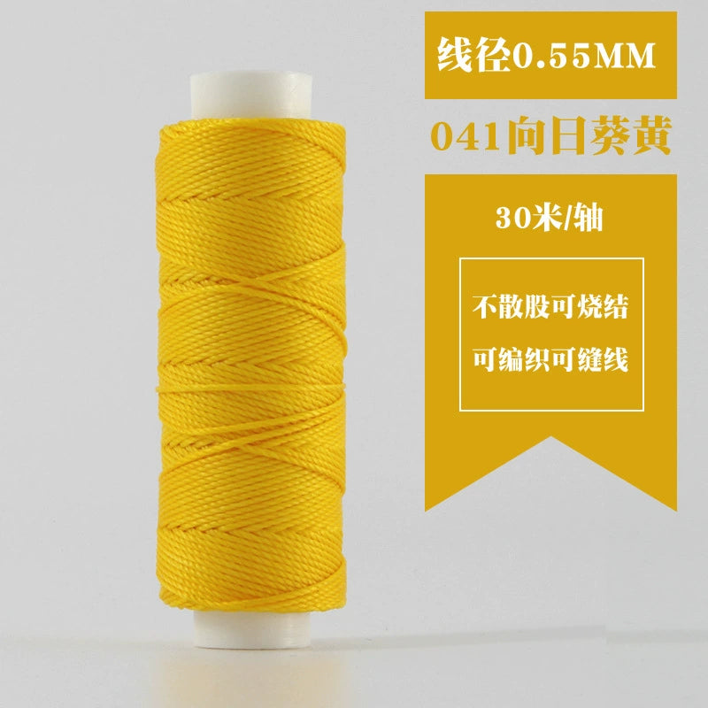 Waxed round thread spool, 0.55mm, golden yellow, 30m
