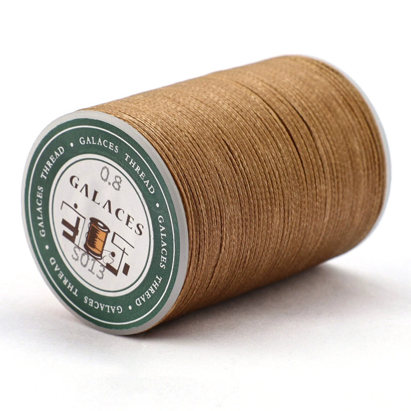 0.8mm waxed thread spool, warm tan-brown, Galaces, 90m roll for leather stitching