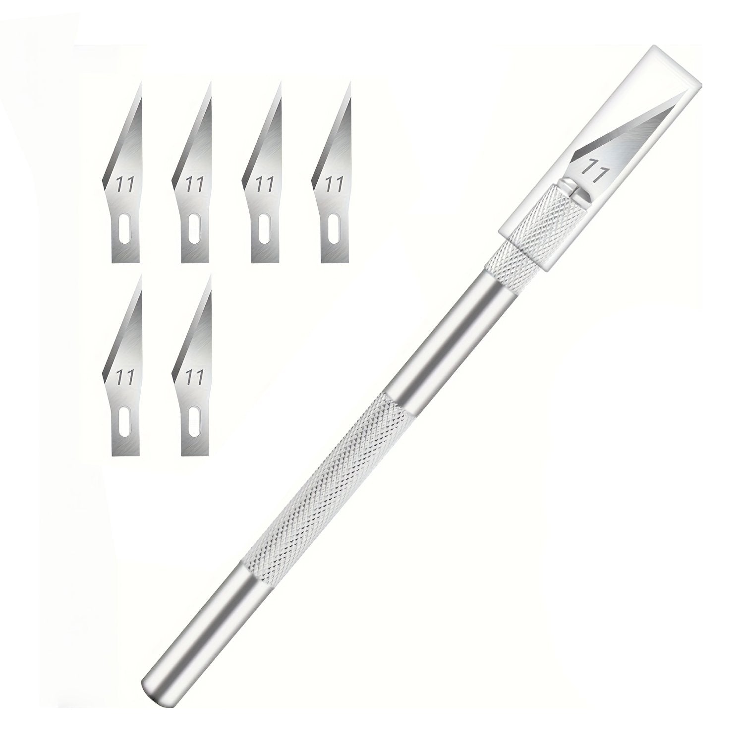 Aluminum Handle Precision Knife with 5 Pcs of No.11 Blades for Leather Crafting