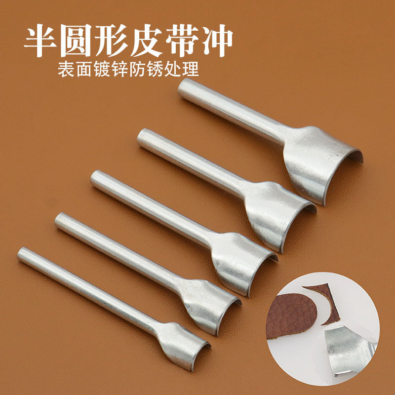 Professional Semicircle Leather Punch Set – 5mm to 50mm C-Shaped Belt Strap Tail Cutter
