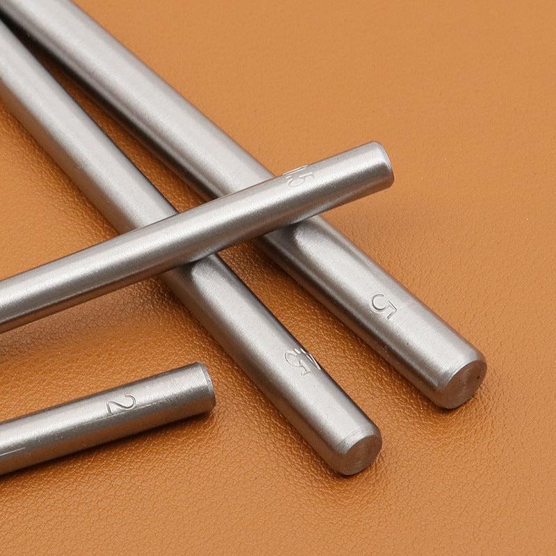 Silver round hole punch rods with stamped markings