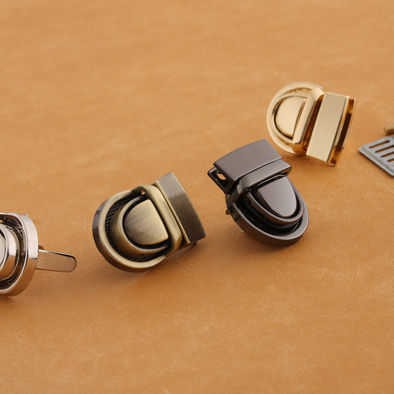 Metal twist lock bag buckles, mixed silver, gunmetal and antique