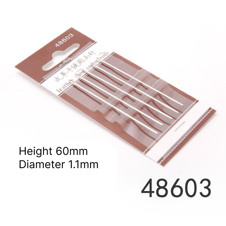 Leather hand sewing needles set, height 60mm, diameter 1.1mm, blunt round-point tips