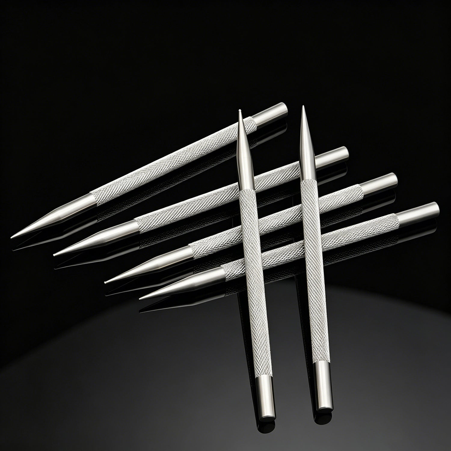 Leather carving marking pen set, stainless steel bodies, pointed tips, textured grip