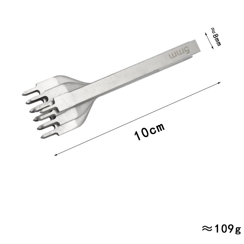 Single leather stitching diamond chisel tool, 10cm length, 4mm prong width
