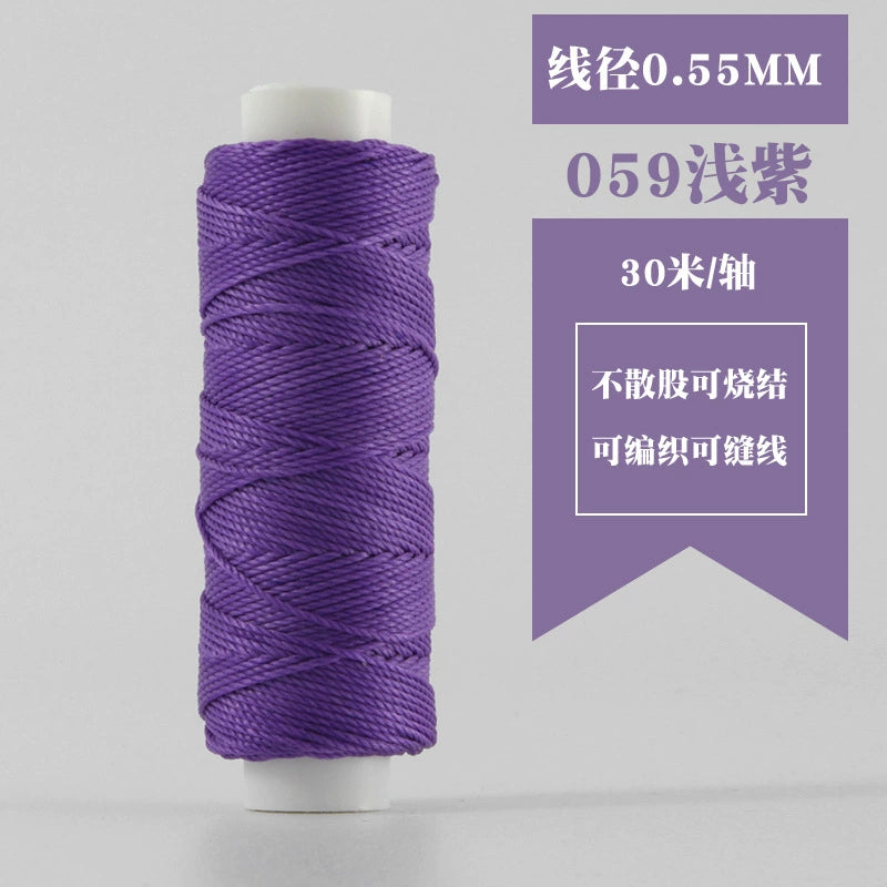 Waxed round thread spool, 0.55mm, purple, 30m
