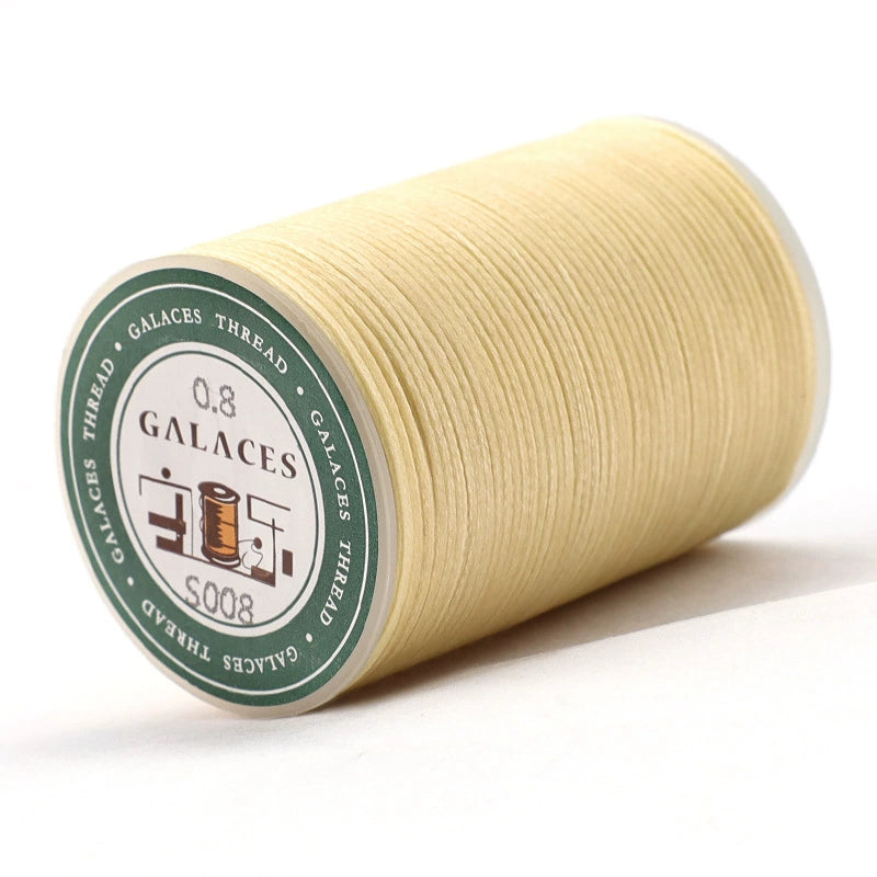 0.8mm flat waxed thread spool, pale yellow, 16-strand polyester wax cord roll