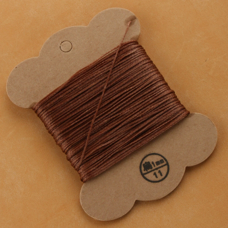 1mm waxed polyester thread spool, medium brown flat thread for leather sewing