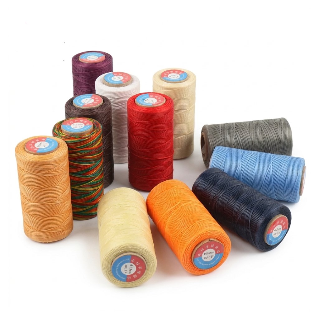 0.8mm / 260 Meters Flat 150D Polyester Waxed Thread For Sewing in 36 Colors