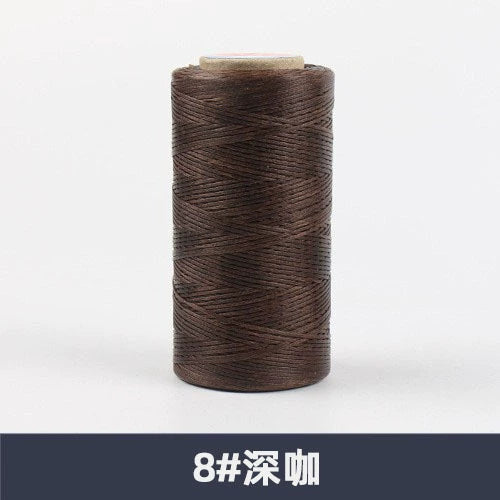 Waxed polyester sewing thread spool, dark brown, flat 150D, 260 m