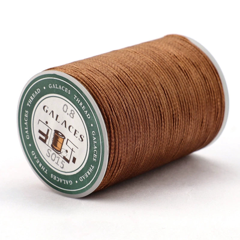 0.8mm flat waxed thread spool, medium brown, 16-strand polyester wax cord roll