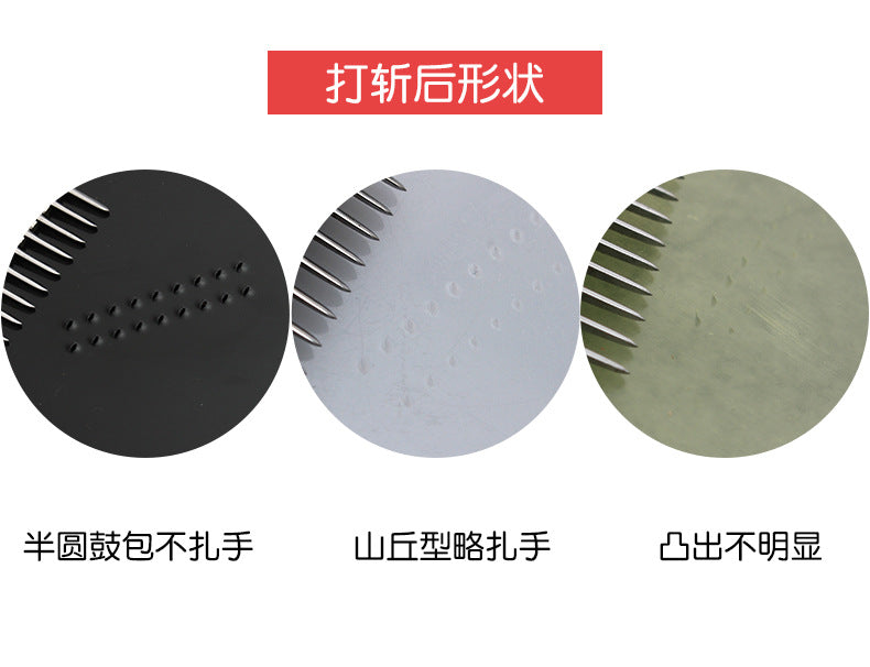 Backing pad pattern chart: half-round, mountain-shaped holes, and no-hole area