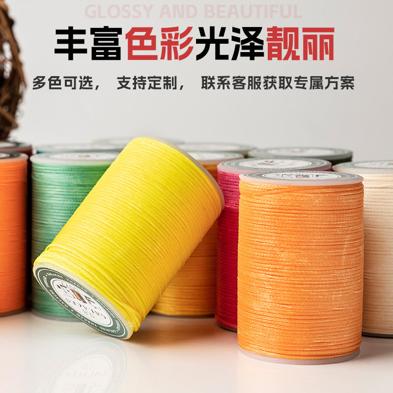 0.8mm / 90 Meters / Flat Waxed Thread for Leather Sewing – 16-Strand Polyester Wax Cord, 90m Roll, High Strength Hand Stitching Thread