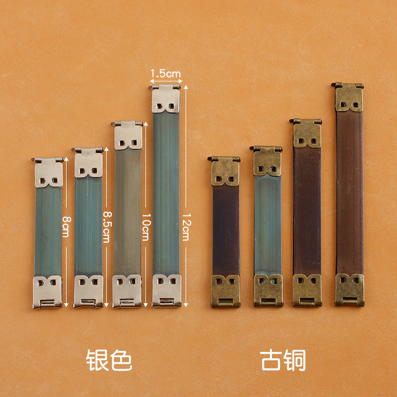 Coin purse clasp bars set, showing silver and bronze lengths from 8–12cm