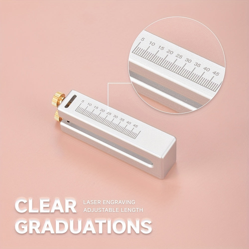 Aluminum strap cutter with clear graduation ruler, showing measurement marks