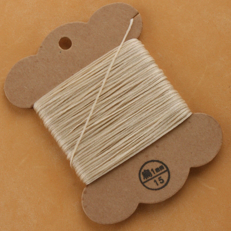 1mm waxed polyester thread spool, off-white flat thread for leather sewing
