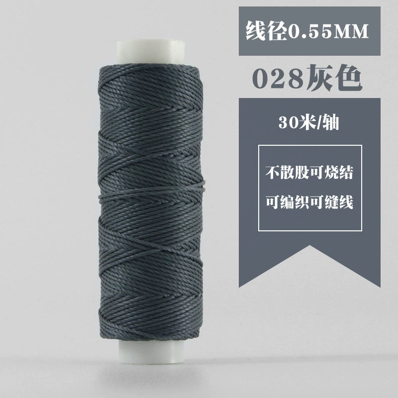 0.55mm waxed round thread spool, charcoal gray color, 30 meters