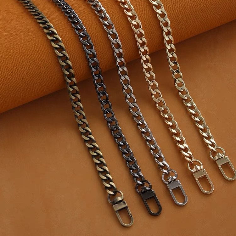 Metal bag chain strap set with swivel clasps, braided links in multiple metal tones