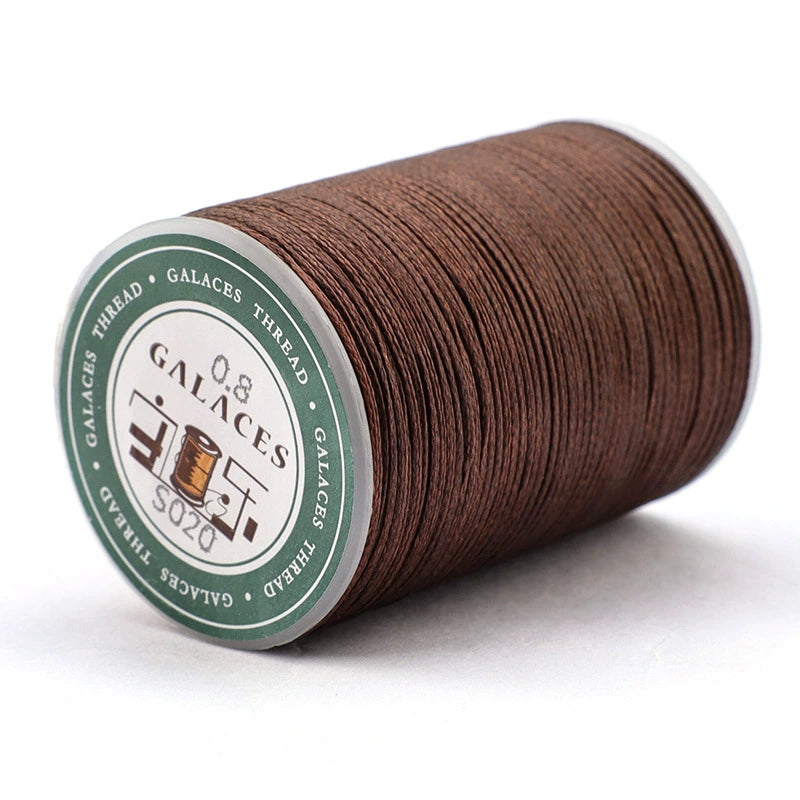0.8mm flat waxed thread spool, dark brown, 16-strand polyester wax cord roll