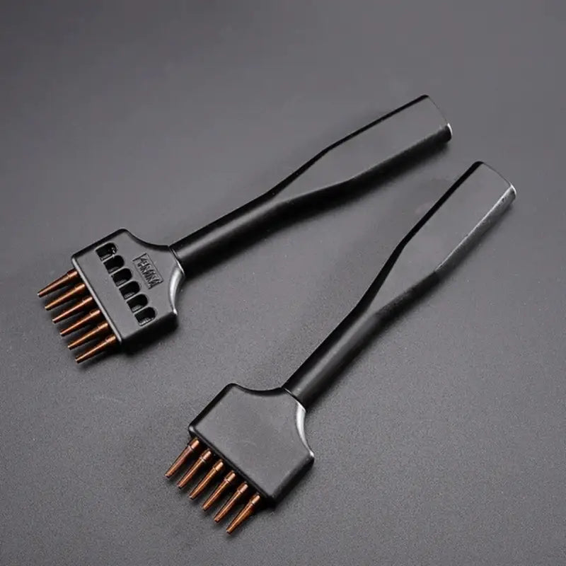 Black round hole punch tool set, two punch heads with copper-tipped pins