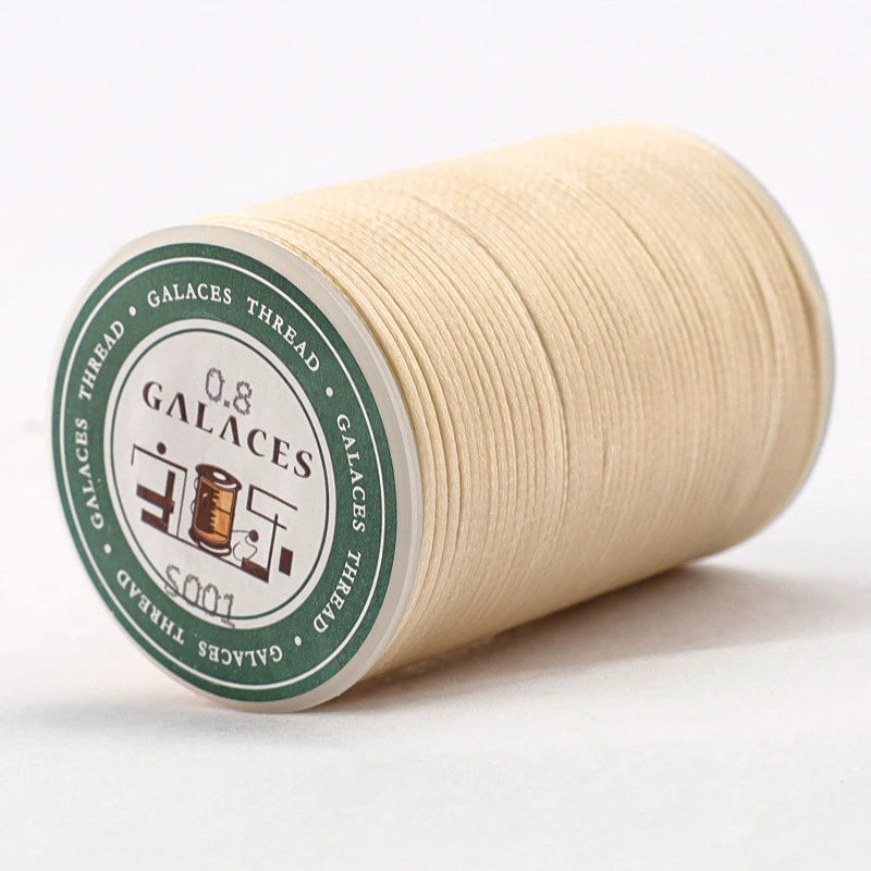 0.8mm flat waxed thread spool, cream, 16-strand polyester wax cord roll