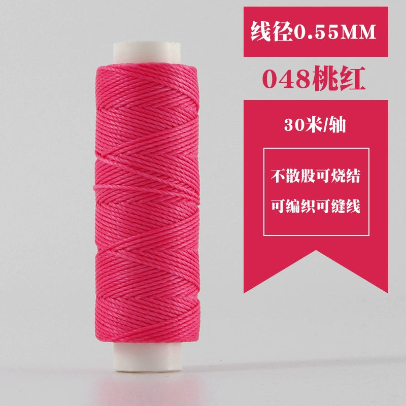 Waxed round thread spool, hot pink, 0.55mm, 30m